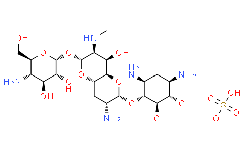 (2R,3R,4S,5S,6S)-5-氨基-2-(((2R,3S,4R,4aR,6S,7R,8aS)-7-氨基-6-(((1R,2R,3S,4R,6S)-4,6-diamino-2,3-dihydroxycyclohexyl)oxy)-4-二氨基-2,3-二羟环己基)氧基)-4-羟基-3-（甲胺基）八氢吡喃并[3,2-b]吡喃-2-基）氧基）-6-（羟甲基）四氢-2H-吡喃-3,4-二醇硫酸盐