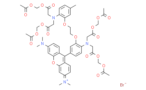 9-(4-{二[2-(乙酰氧基甲氧基)-2-氧代乙基]氨基}-3-[2-(2-{二[2-(乙酰氧基甲氧基)-2-氧代乙基]氨基}-5-甲基苯氧基)乙氧基]苯基)-6-(二甲基氨基)-N,N-二甲基-3H-氧杂蒽-3-亚氨鎓溴化物