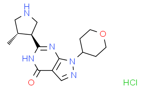6-((3S,4S)-4-methylpyrrolidin-3-yl)-1-(tetrahydro-2H-pyran-4-yl)-1H-pyrazolo[3,4-d]pyrimidin-4(5H)-one hydrochloride (1:x)