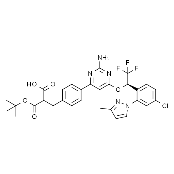 L-Phenylalanine, 4-[2-amino-6-[(1R)-1-[4-chloro-2-(3-methyl-1H-pyrazol-1-yl)phenyl]-2,2,2-trifluoroethoxy]-4-pyrimidinyl]-N-[(1,