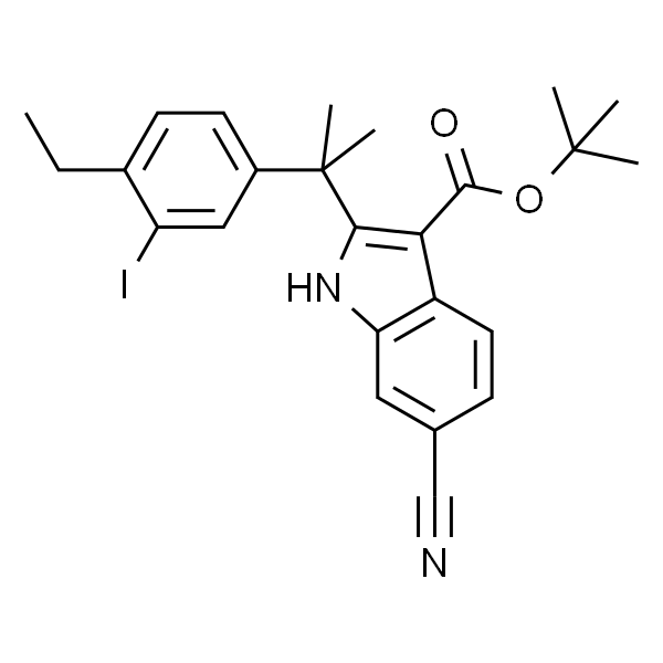 tert-butyl 6-cyano-2-(2-(4-ethyl-3-iodophenyl)propan-2-yl)-1H-indole-3-carboxylate