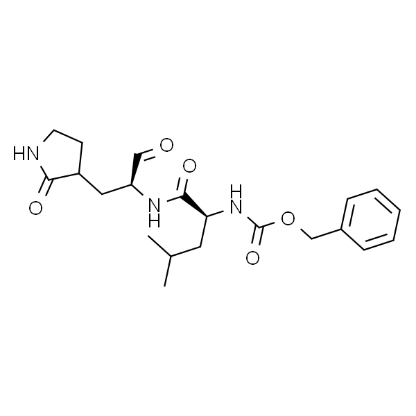 Carbamic acid, N-[(1S)-1-[[[(1S)-1-formyl-2-(2-oxo-3-pyrrolidinyl)ethyl]amino]carbonyl]-3-methylbutyl]-, phenylmethyl ester