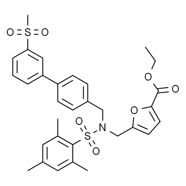 5-((2,4,6-三甲基-N-((3'-(甲基磺酰基)-[1,1'-联苯]-4-基)甲基)苯磺酰胺基)甲基)呋喃-2-羧酸乙酯