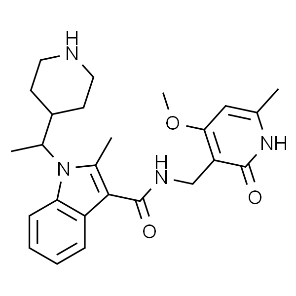 1H-Indole-3-carboxamide, N-[(1,2-dihydro-4-methoxy-6-methyl-2-oxo-3-pyridinyl)methyl]-2-methyl-1-[1-(4-piperidinyl)ethyl]-