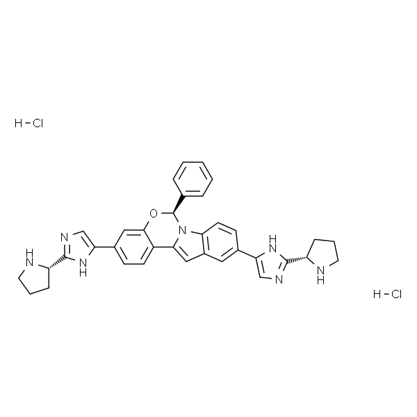 (S)-6-phenyl-3,10-bis(2-((S)-pyrrolidin-2-yl)-1H-imidazol-5-yl)-6H-benzo[5,6][1,3]oxazino[3,4-a]indole dihydrochloride