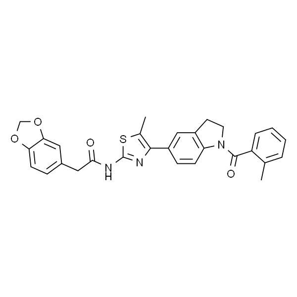 2-(苯并[d][1,3]二恶茂-5-基)-N-(5-甲基-4-(1-(2-甲基苯甲酰基)吲哚啉-5-基)噻唑-2-基)乙酰胺