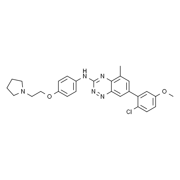 7-(2-Chloro-5-methoxyphenyl)-5-methyl-N-(4-(2-(pyrrolidin-1-yl)ethoxy)phenyl)benzo[e][1,2,4]triazin-3-amine