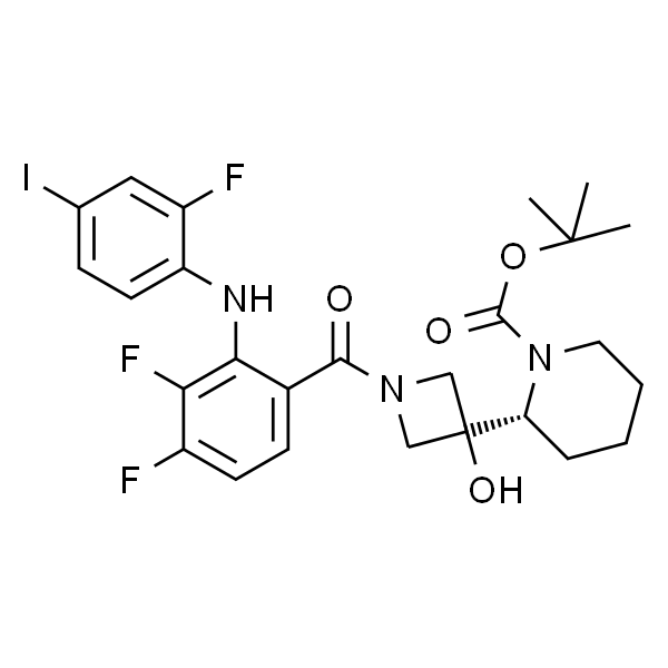 1-Piperidinecarboxylic acid, 2-[1-[3,4-difluoro-2-[(2-fluoro-4-iodophenyl)amino]benzoyl]-3-hydroxy-3-azetidinyl]-, 1,1-dimethyle